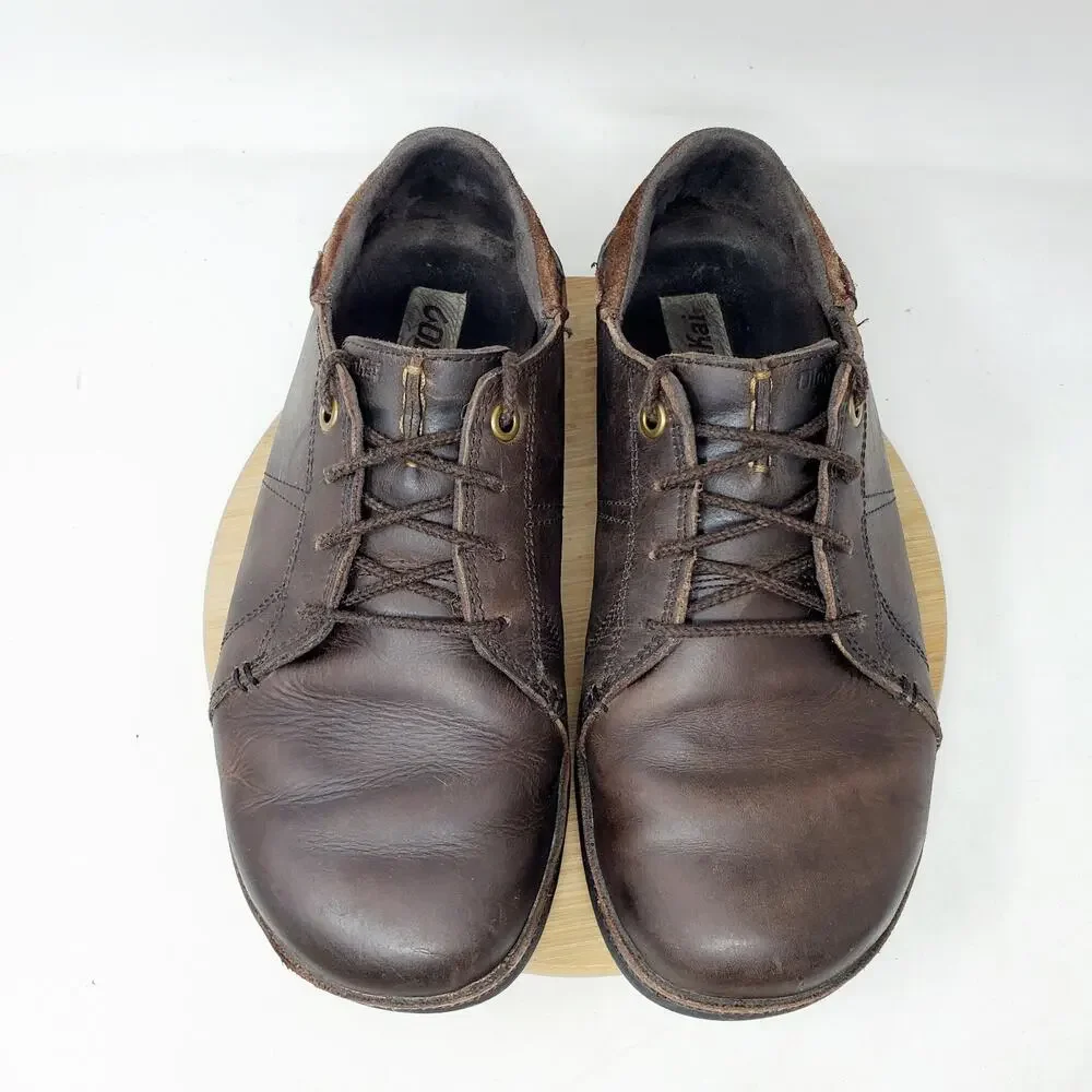 Olukai Hano Shoe Men 8.5 Brown Leather Oxford Slip On‎ Fold Down Heel WORN